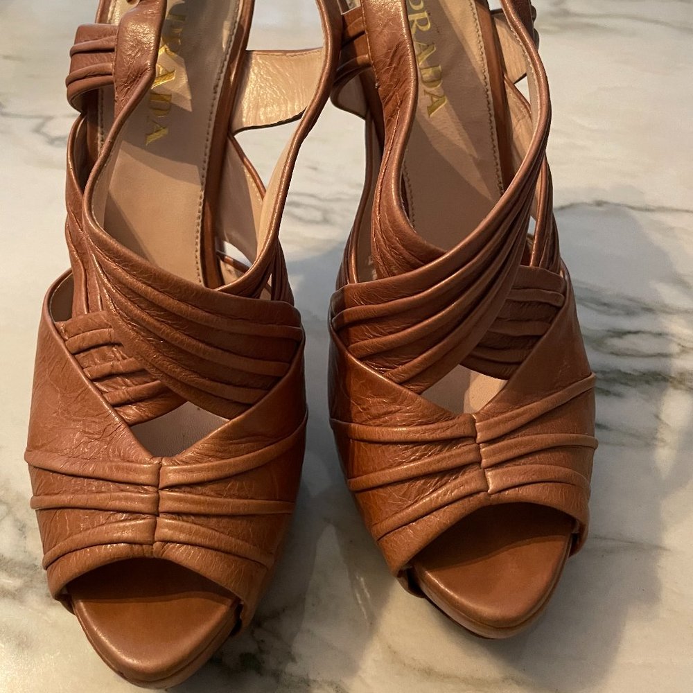 Prada Brown Open Toes Heels
